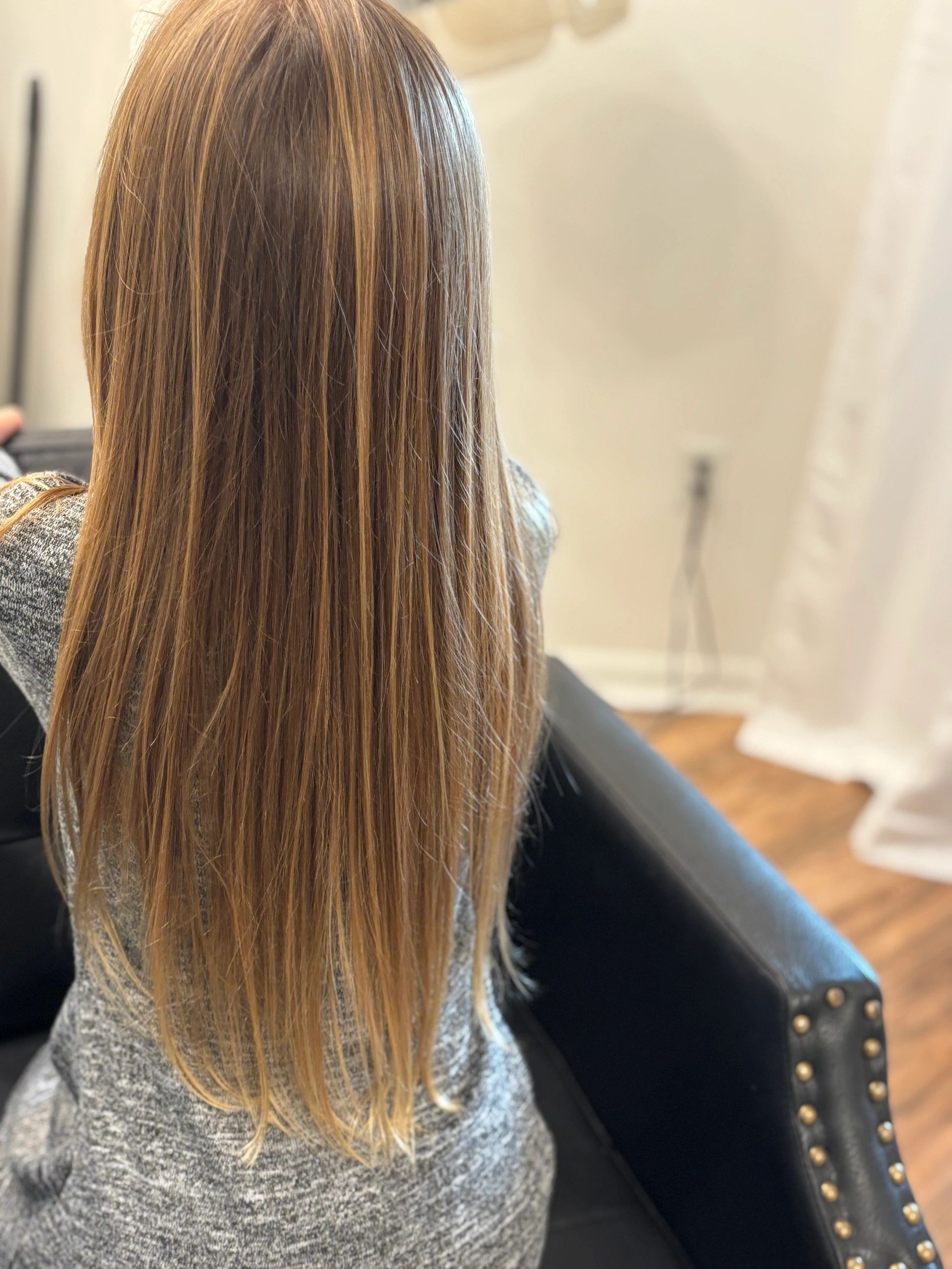 Caramel brown hair with subtle highlights